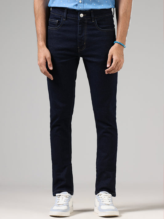 WES Casuals Navy Slim - Fit Mid - Rise Jeans