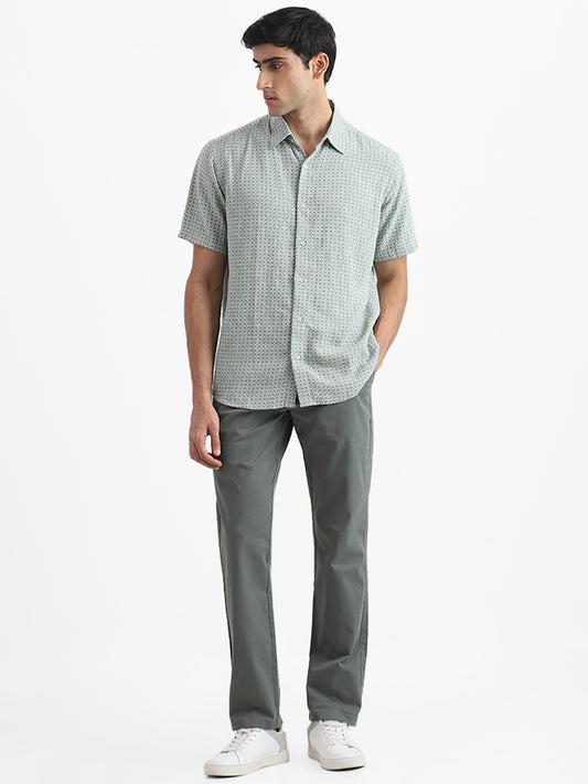 Buy Ascot Sage Green Printed Relaxed Fit Gale Shirt from Westside