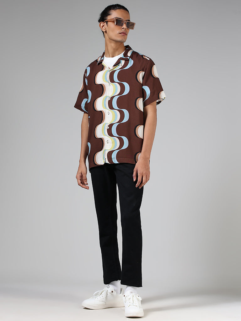 Buy Nuon Brown Printed Relaxed-Fit Shirt from Westside