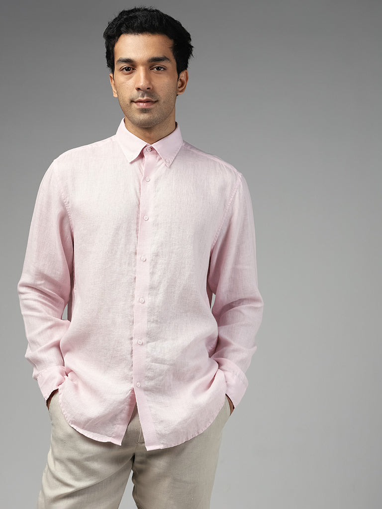 Shop Ascot Pink Casual Relaxed-Fit Shirt Online – Westside