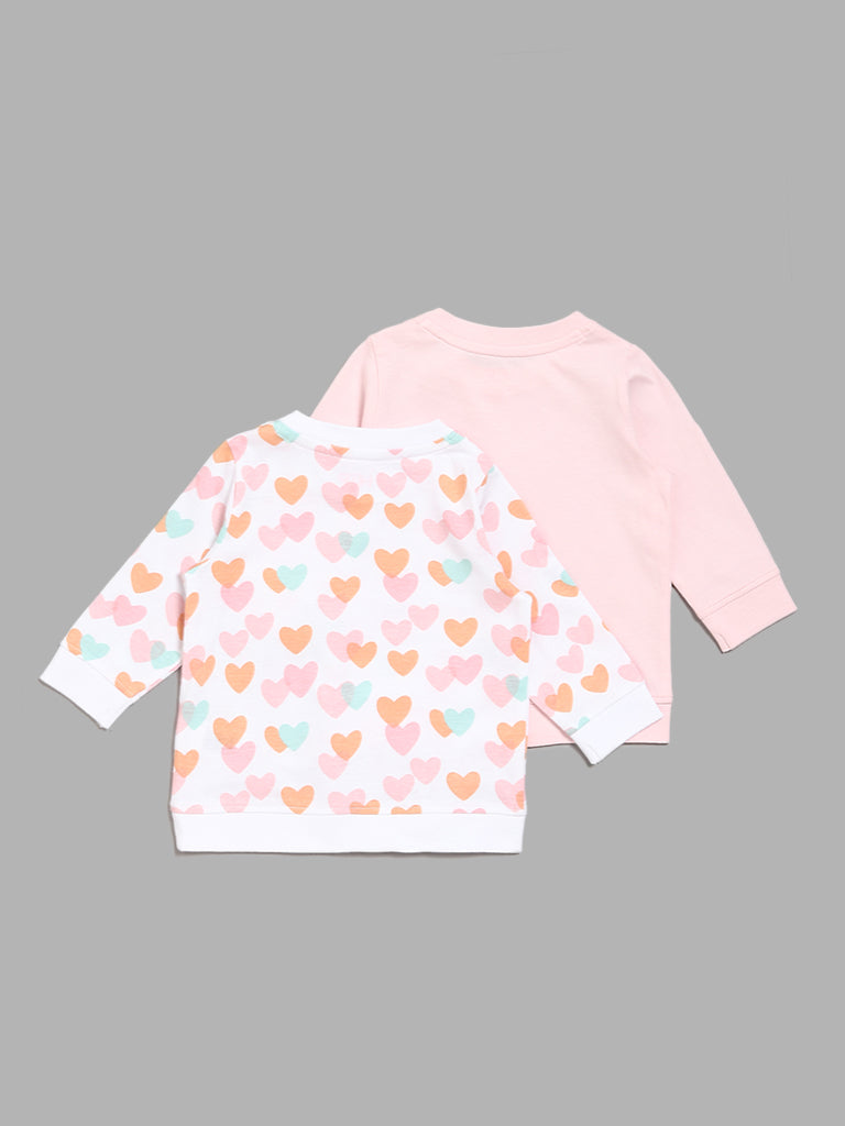 HOP Baby Multicolour Heart Printed T-Shirts - Pack of 2