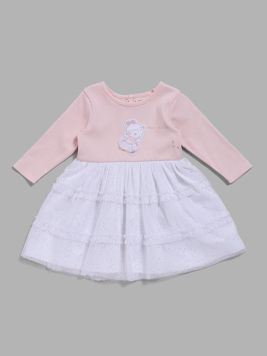 HOP Baby Pink Bear Printed Dress