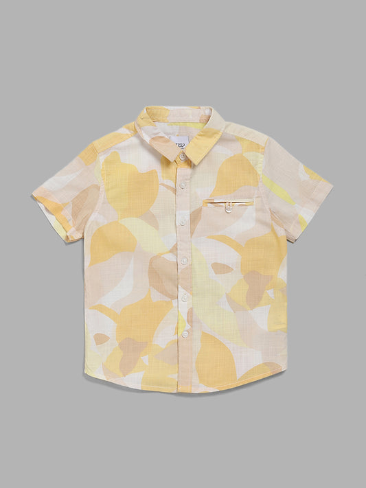 HOP Kids Yellow Abstract Printed Shirt
