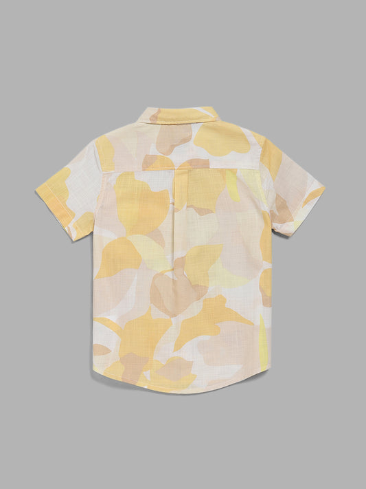 HOP Kids Yellow Abstract Printed Shirt