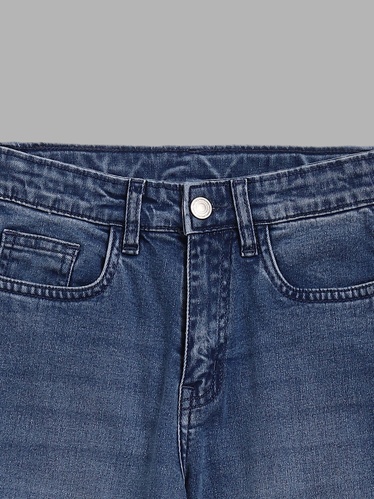 Y&F Kids Dark Blue Relaxed - Fit Mid - Rise Jeans