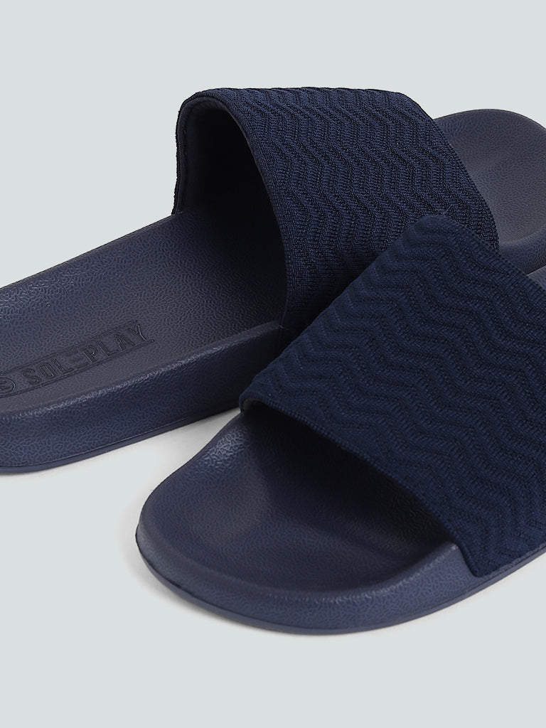 Buy SOLEPLAY Blue Knitted Slides from Westside