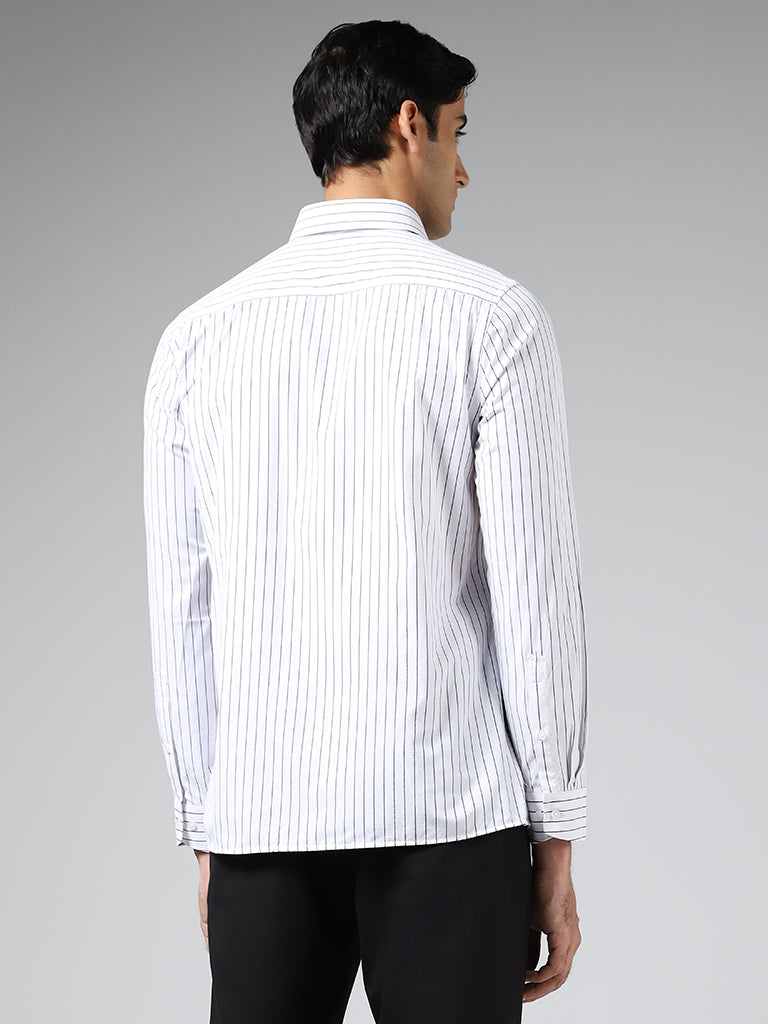 WES Formals White Pinstripe Slim Fit Shirt