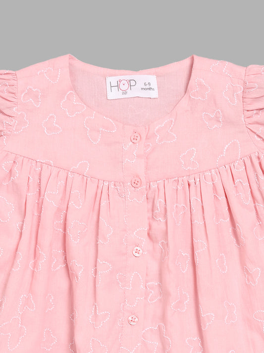 HOP Baby Fit & Flare Peach Shirt Dress