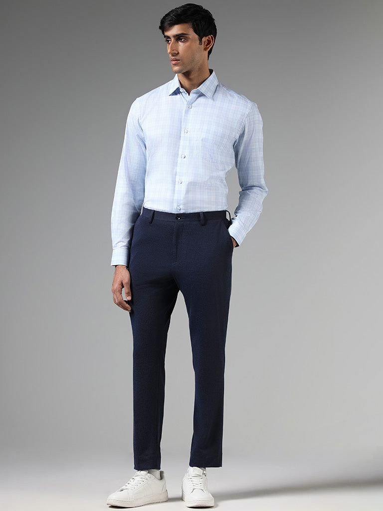 WES Formals White Checked Relaxed-Fit Shirt