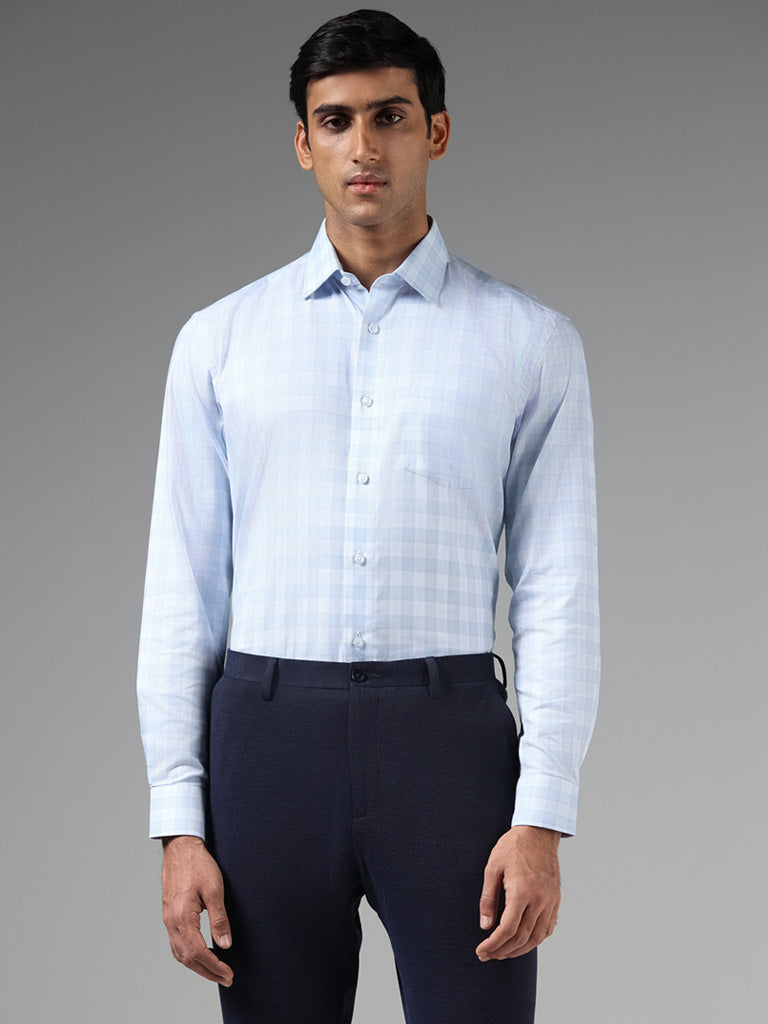 WES Formals White Checked Relaxed-Fit Shirt