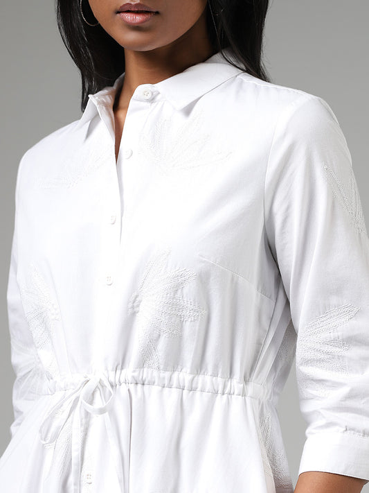 LOV White Sequin Embroidered Asymmetric Dress