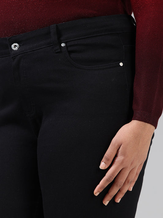 Gia Solid Black Wide Leg - Fit Mid - Rise Denim Jeans