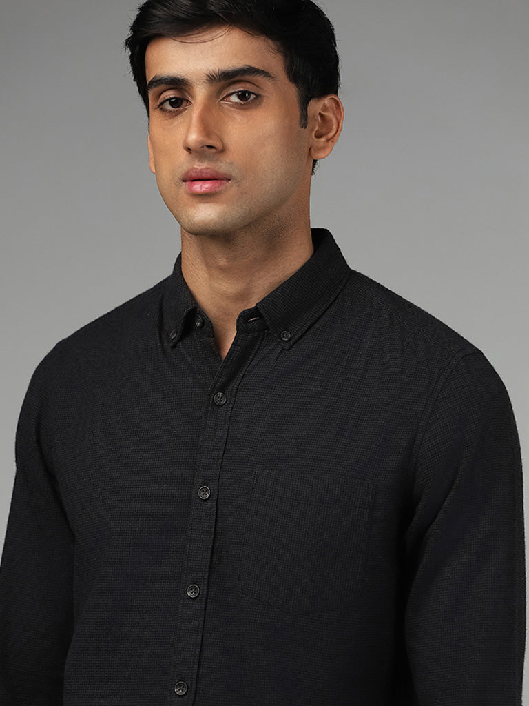 Buy WES Casuals Solid Black Slim Fit Shirt from Westside