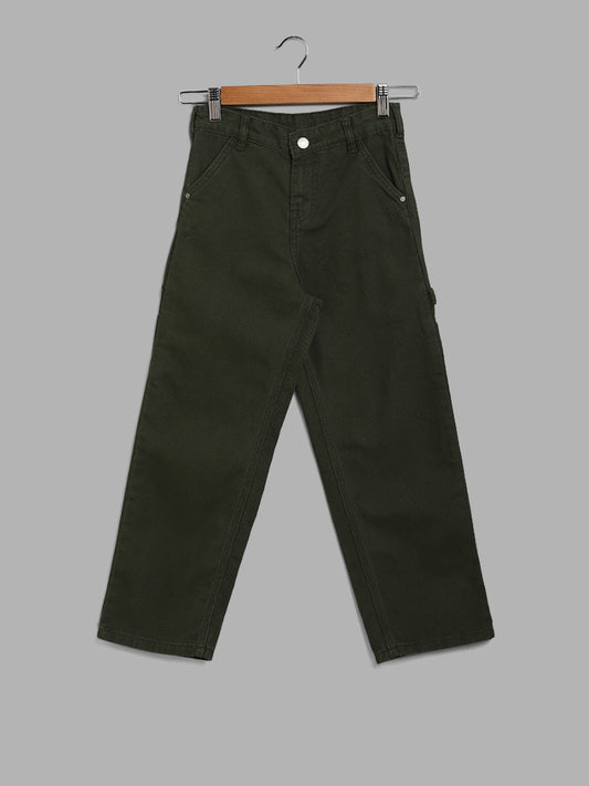 Y&F Kids Olive Mid Rise Cargo Trousers