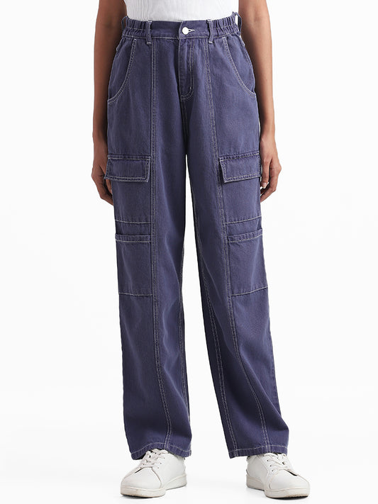 Nuon Prune Blue Straight - Fit Mid - Rise Jeans