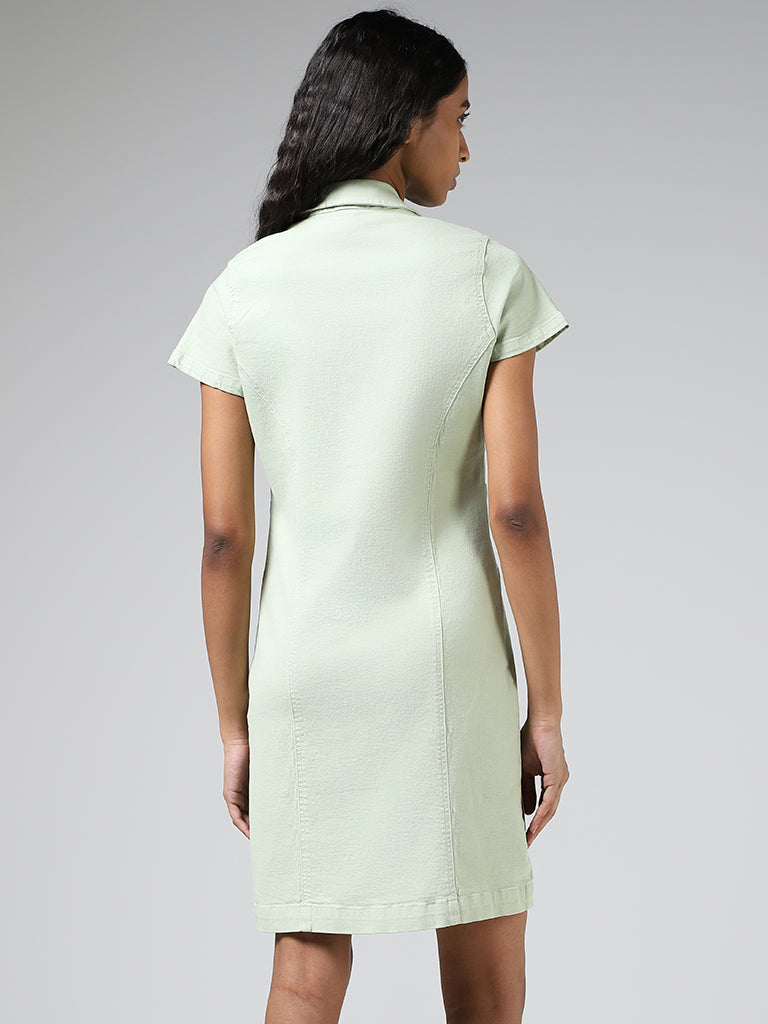 Light Wash Mini Dress - Button-Front Dress - Short Sleeve Dress - Lulus