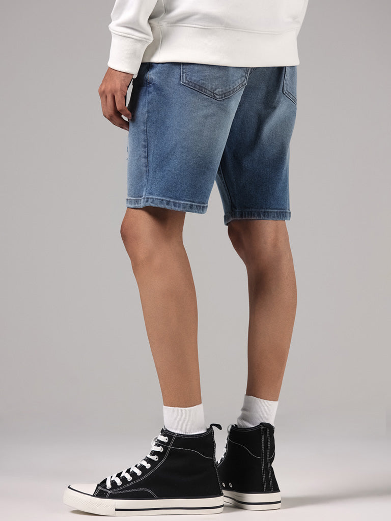 Mens denim cheap distressed shorts