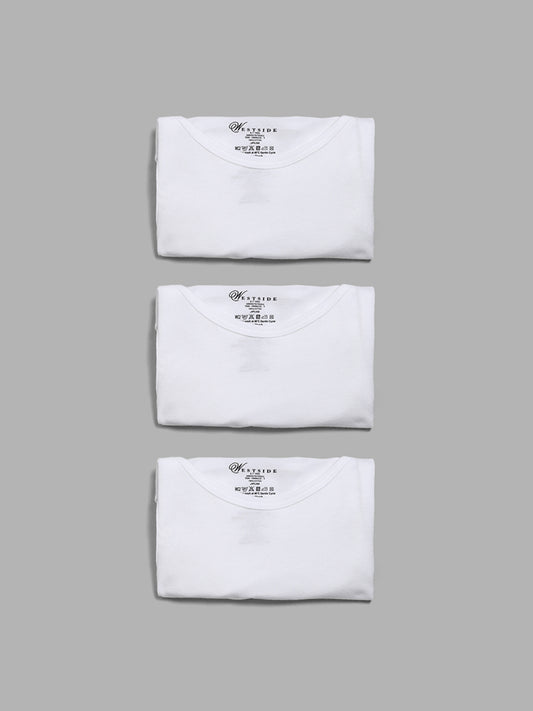 HOP Kids Plain White Vests - Pack of 3
