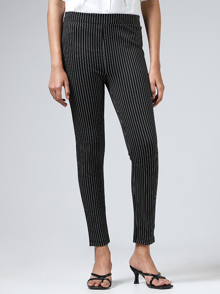 Buy Women's Black & White Striped Lounge Pants Online in India at Bewakoof