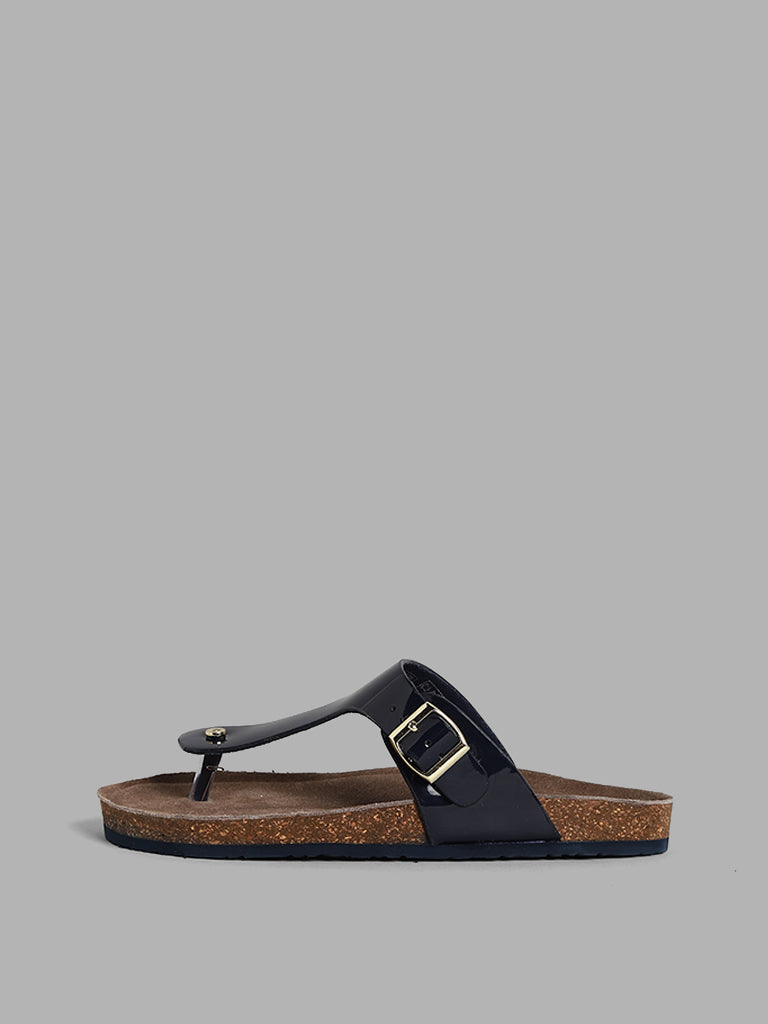 Tory Burch Penny Flat Bow Espadrille Thong Sandals, Newport Navy