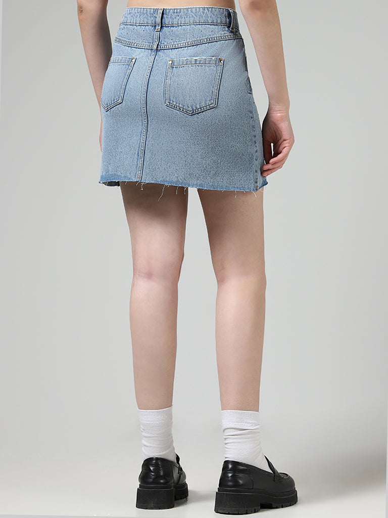 Buy online Blue Rugged Denim Mini Skirt from Skirts & Shorts for Women by  Vero Moda for ₹999 at 50% off | 2024 Limeroad.com