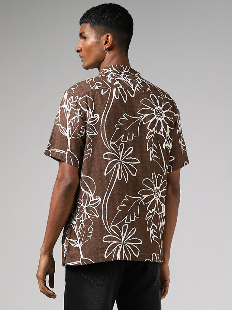 Buy Nuon Brown Floral Printed Relaxed Fit Shirt from Westside
