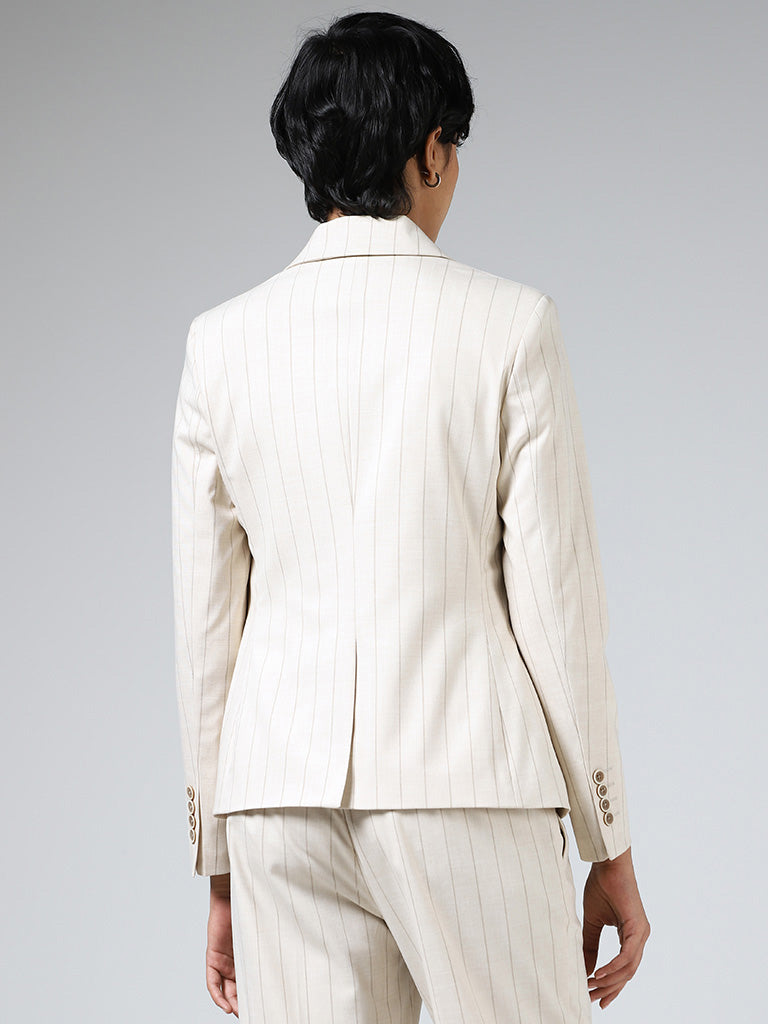 Beige striped outlet blazer