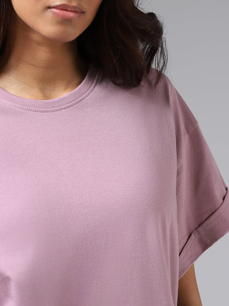 Wunderlove by Westside Solid Nude Pink One-Fold T-Shirt