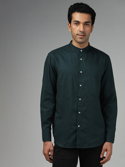 Ascot Solid Emerald Green Relaxed-Fit Linen Shirt