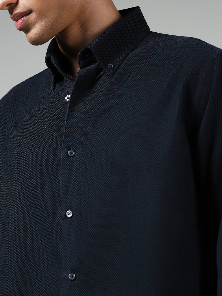 Ascot Blue Cotton Relaxed-Fit Shirt