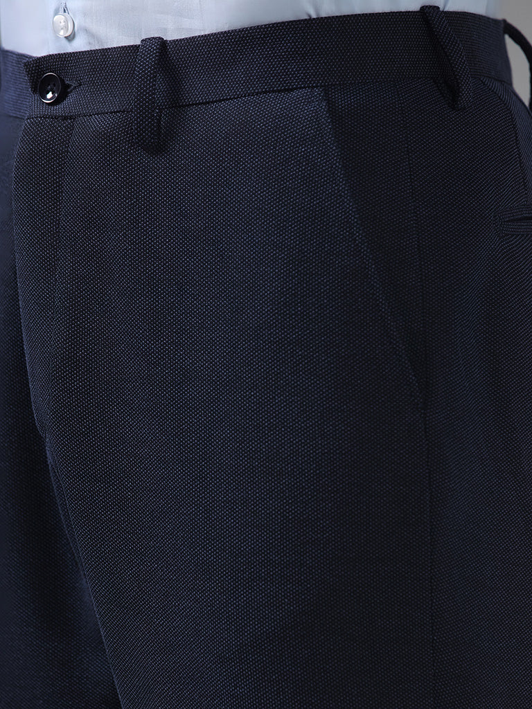 Men Navy Blue Tapered Fit Trousers – dennisonfashionindia