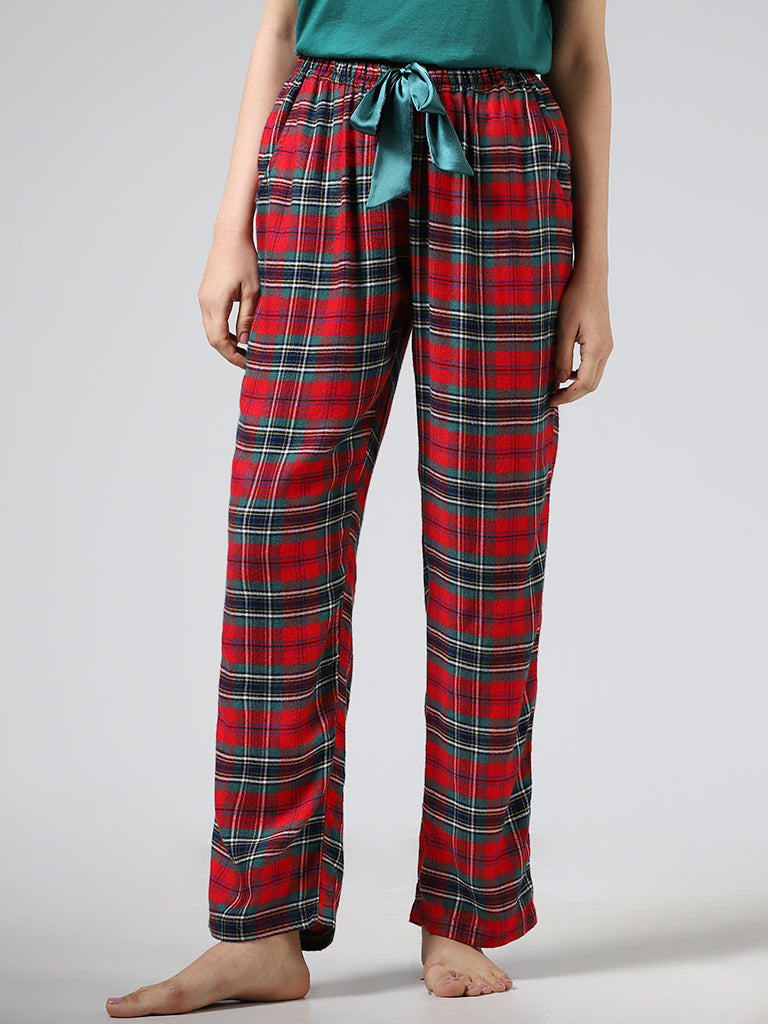 Buy Wunderlove Red Plaid Checked Pyjamas from Westside