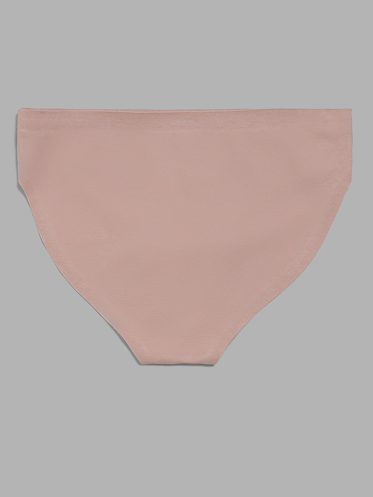 Wunderlove Solid Taupe Cotton Blend Invisible Brief