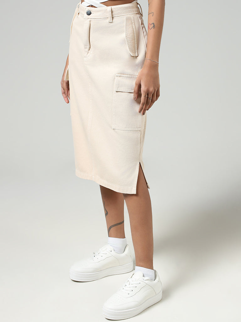 Bailey Half Denim/Fabric Skirt – Belle Mone' Boutique