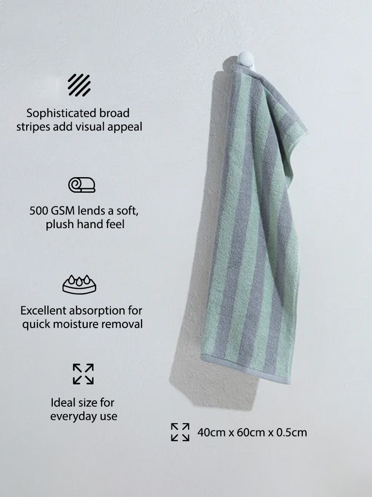 Westside Home Green Broad Striped Hand Towel