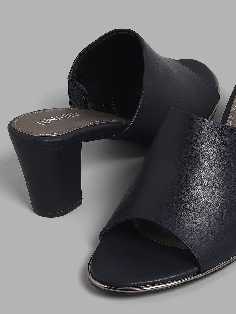 Black Leather Mid-Heel Sandal | GUCCI® US