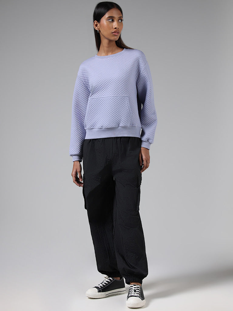 Buy Studiofit Blue Self-Textured Sweatshirt from Westside