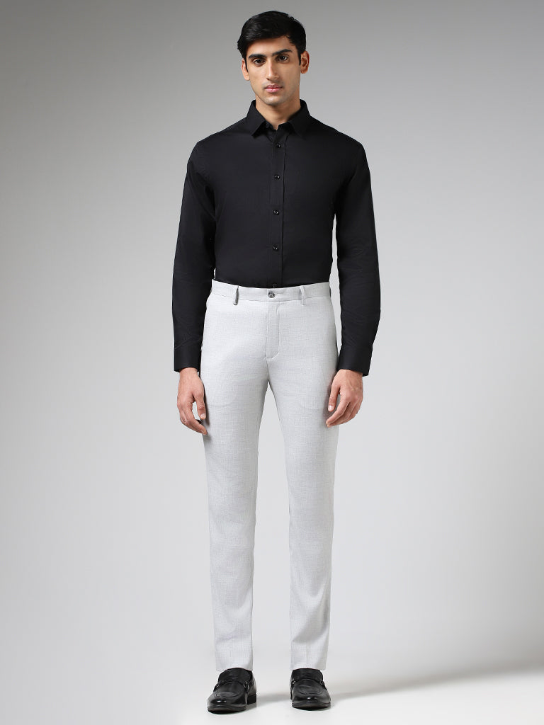 Buy Men Grey Check Slim Fit Formal Trousers Online - 726397 | Peter England