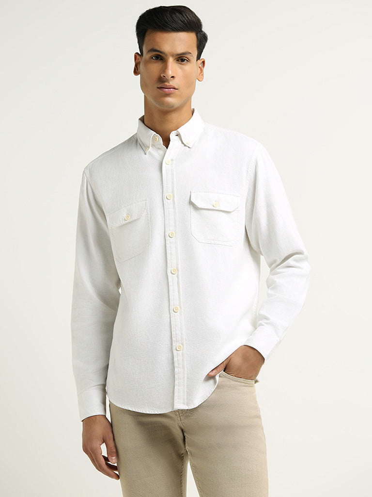 WES Casuals White Relaxed Fit Shirt