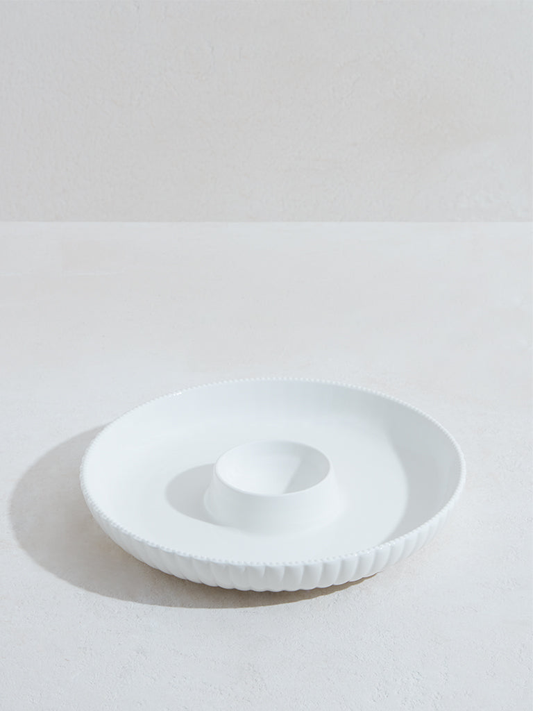 Westside Home White Porcelain Chip and Dip Serving Dish