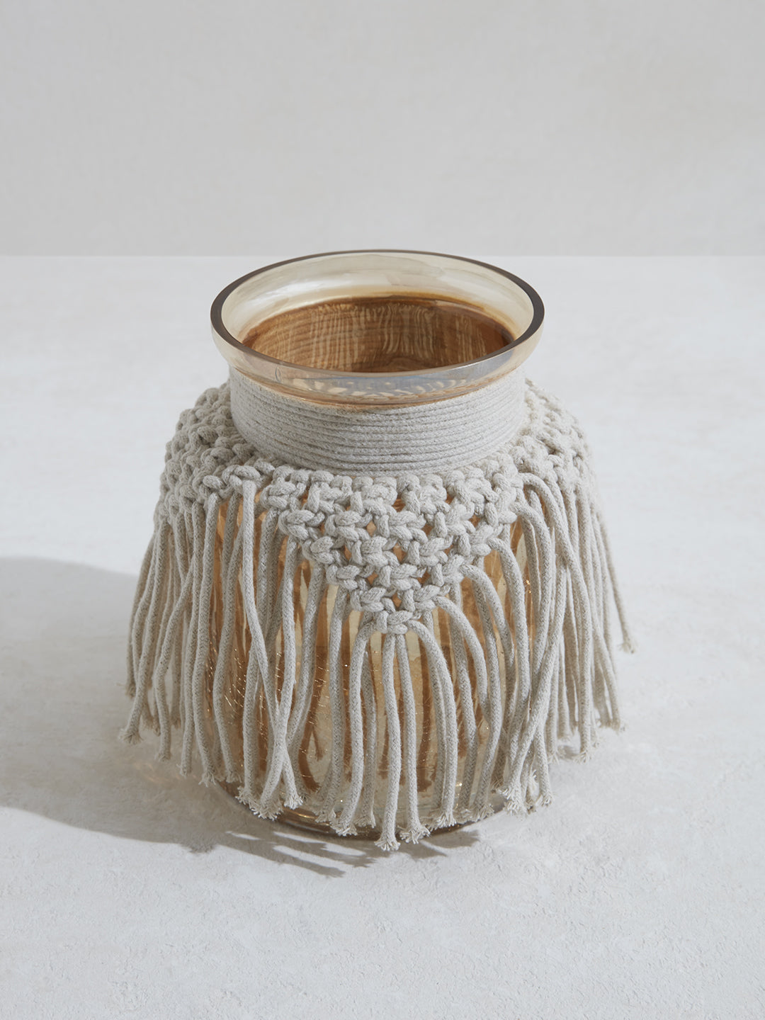 Westside Home Clear Macrame Design Candle Stand