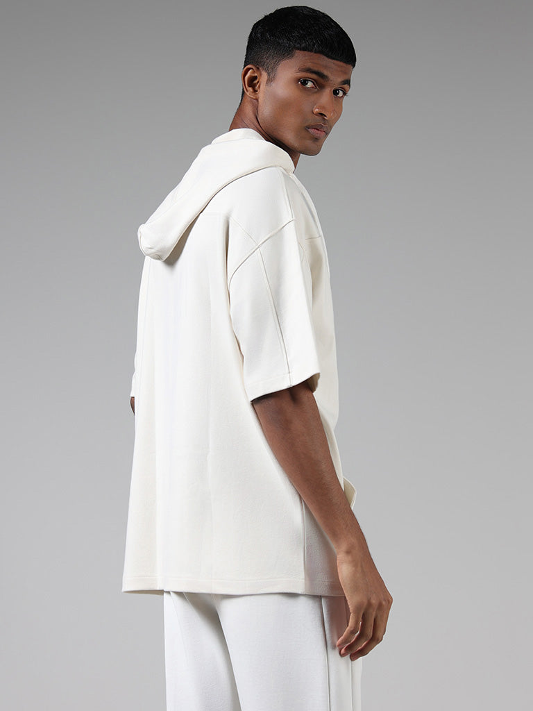 Buy Studiofit Off White Typographic Relaxed Fit Hoodie from Westside