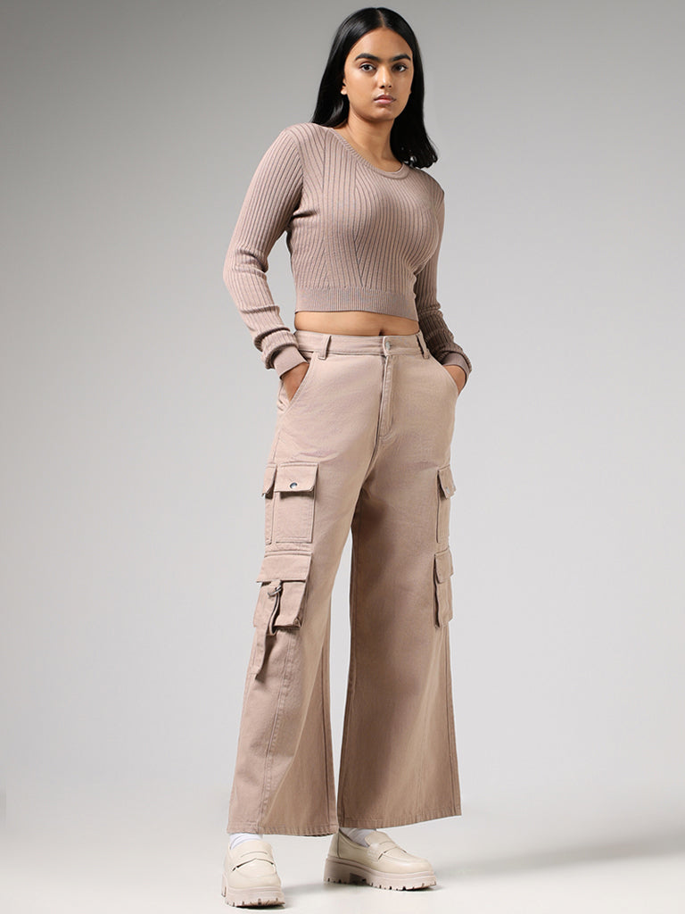 Nuon Brown Wide Leg - Fit Mid - Rise Jeans