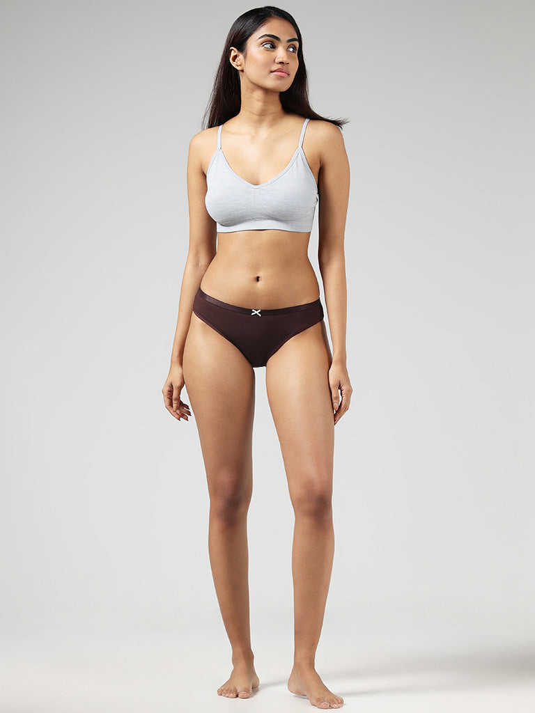 Buy Wunderlove Solid Maroon Bikini Briefs - Pack of 3 from Westside
