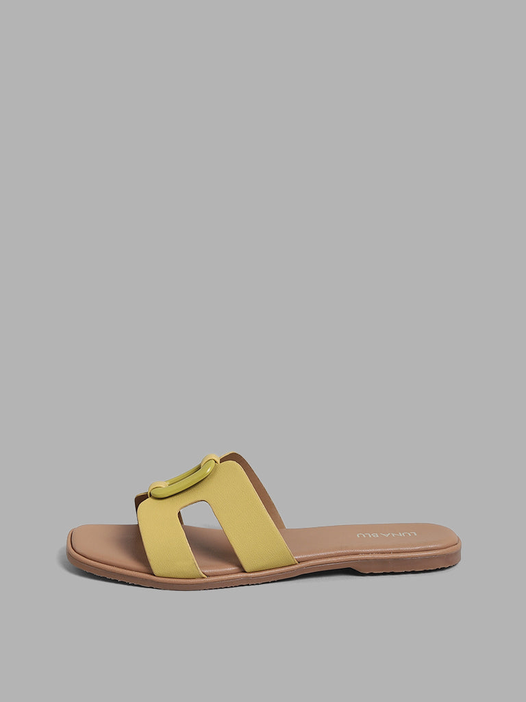 Buy LUNA BLU Mustard Cut Out Case Buckle Sandals from Westside