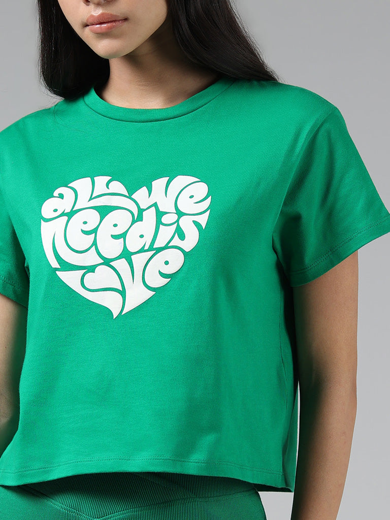 Buy Wunderlove Green Printed T-Shirt from Westside
