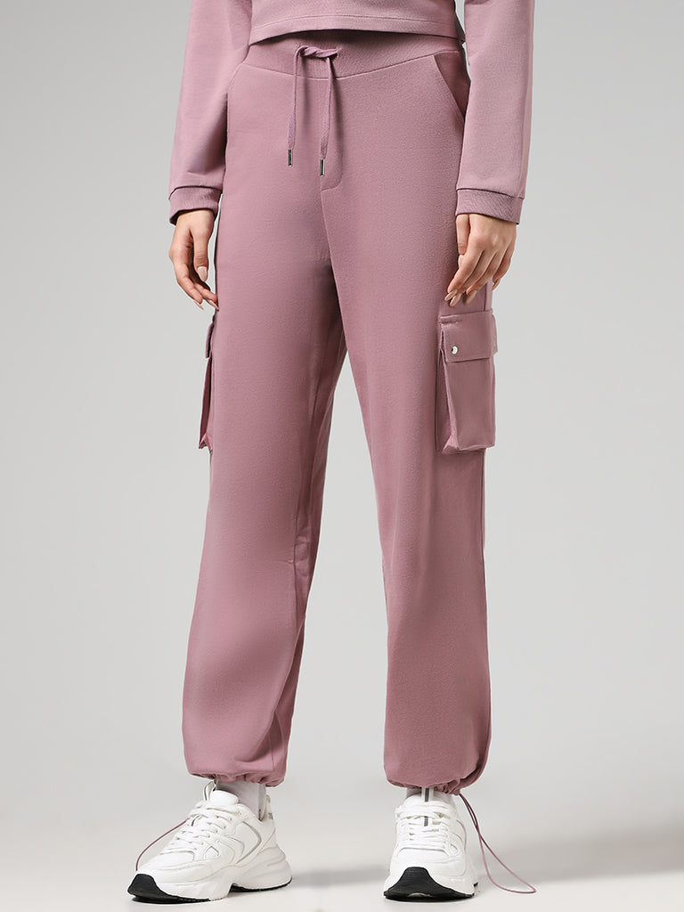 Buy Women Pink Solid Full Length Jogger Track Pants With Side
