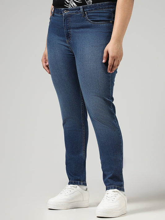 Gia Mid Blue Denim Slim - Fit Mid - Rise Jeans