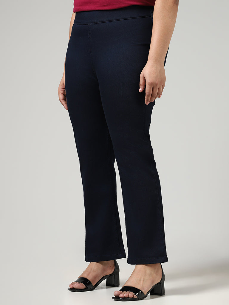 Buy Gia Solid Black Mid Rise Wide Leg Trousers from Westside