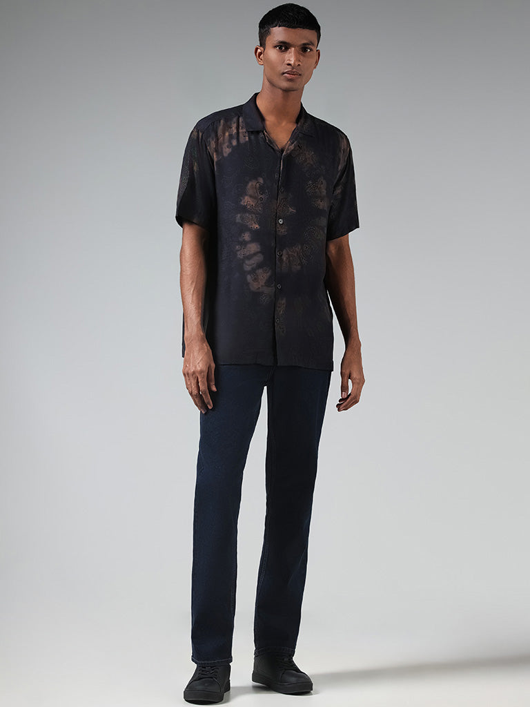 Nuon Black Printed Relaxed-Fit Shirt